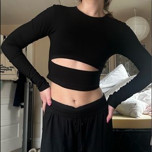 ADIKA BLACK CUT OUT CROP TOP